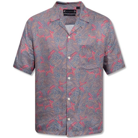 NWT All Saints Oslo Paisley Short Sleeve Shirt - size M - Picture 3 of 14